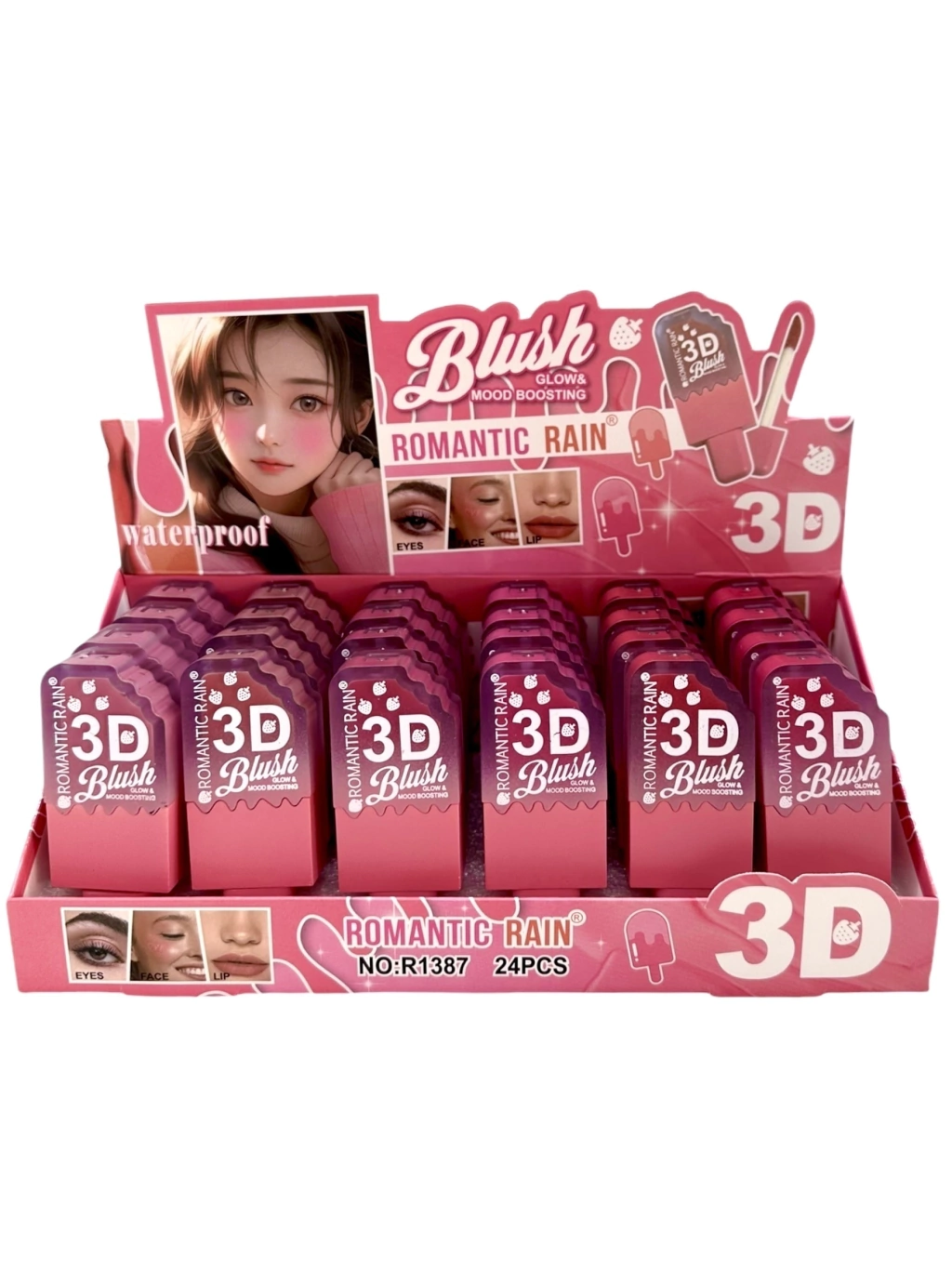 Rubor liquido 3D heladito a prueba de agua Romantic Rain
